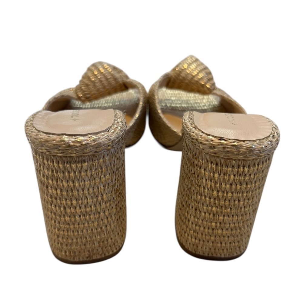 TUCKERNUCK Gold Raffia Blake Heels Size 9.5 - Picture 7 of 8
